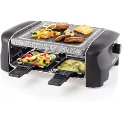 162810 Raclette et pierre à cuire carré 4 poêlons