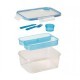 033094 Snipslock lunchbox carré bleu 1.5l plateau + couverts+ saucière