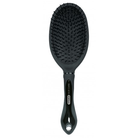 Brosse pneumatique ovale noire /céramique avec poil plastique à bord rond 1389
