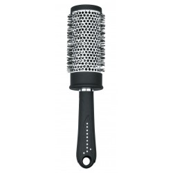 Brosse ronde corps métal perforée manche noire soft touch avec strass 1403