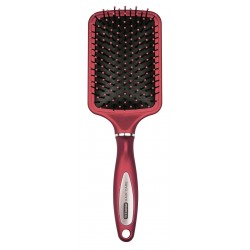 Brosse pneumatique rectangulaire noire rouge argent avec poils plastiques à bord rond 1629