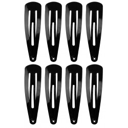 8 Clips à cheveux wave 4cm noir 7882B