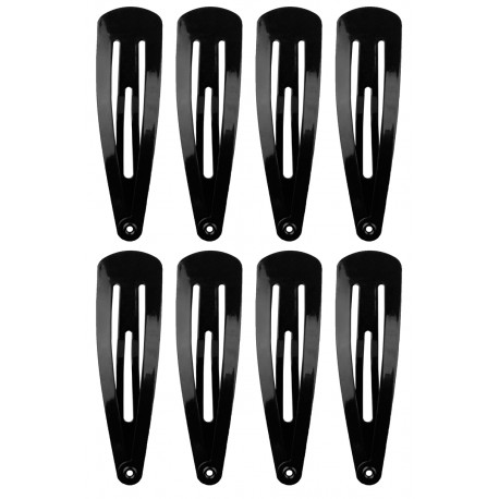 8 Clips à cheveux wave 4cm noir 7882B