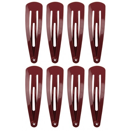 8 Clips à cheveux wave 4cm marron 7883B