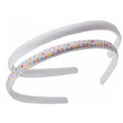 2 Serre-tête heart& glitter uni blanc + imprimé 7894 GIRL