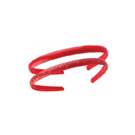 2 Serre-tête heart& glitter uni rouge + imprimé 7896 GIRL