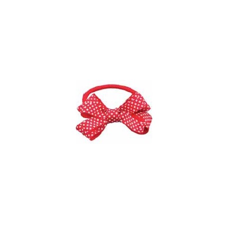 2 Noeuds 6cm sur Elastique rouge pois blanc 7997 GIRL