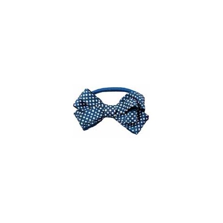 2 Noeuds 6cm sur Elastique bleu pois blanc 7898 GIRL