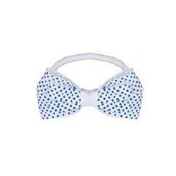 2 Noeuds 6cm sur Elastique blanc pois bleu 7899 GIRL