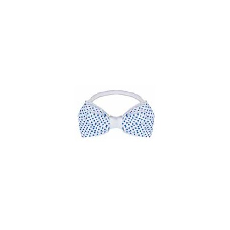 2 Noeuds 6cm sur Elastique blanc pois bleu 7899 GIRL