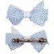 2 Noeuds 6cm sur barette blanc pois bleu 7902 GIRL