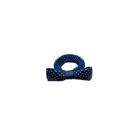 2 Noeuds 6cm sur él terry bleu pois blanc 7904 GIRL
