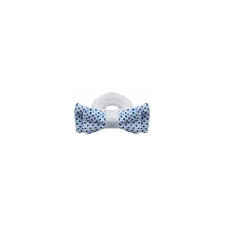 2 Noeuds 6cm sur él terry blanc pois bleu 7905 GIRL