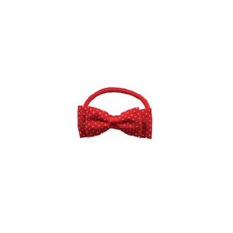 2 noeuds pap 6cm sur Elastique rouge pois blanc 7906 GIRL