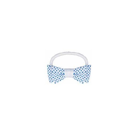 2 noeuds pap 6cm sur Elastique blanc pois bleu 7908 GIRL