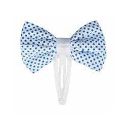 2 Noeuds 6cm sur pince blanc pois bleu 7911 GIRL