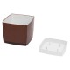 Pot Designo Cube 17 cm avec soucoupe (F6) Marron