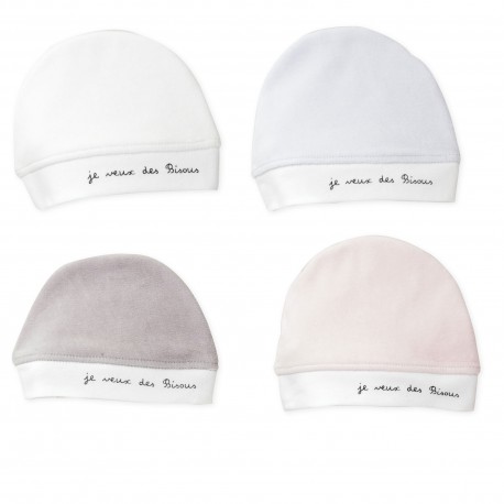 Bonnet de naissance 0/1 mois couleurs assortis