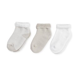 3 paires de chaussettes taupe 3/6 mois