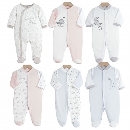 pyjamas assortis 50 0 mois 75% coton/25% polyester (livrables par 6)