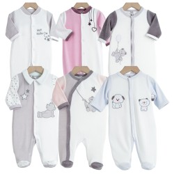 pyjamas Y assortis 50 0 mois en velours 75% coton/25% polyester (livrables par 5)