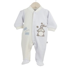 pyjamas assortis en velours 75% coton/25% polyester (livrable par 6) Y Lapin fds bleu