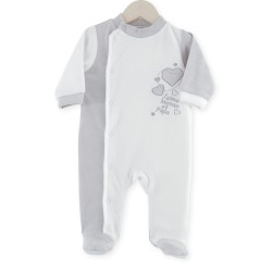 pyjama assortis 50-68 en velours 75% coton/25% polyester (livrables par 6) Y cur j'aime papa maman