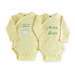 2 bodies ML croisés assortis 100% coton 50-62 Livrables par 6) j'suis Zen