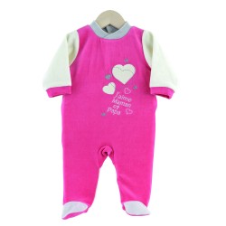 pyjama pont assortis 100% coton 62-92 (livrables par 6) j'aime maman et papa rose