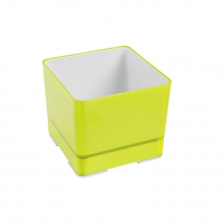 Pot Designo Cube 12 cm avec soucoupe (H3) Jaune