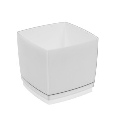 Pot Designo Cube 20 cm avec soucoupe (F1) Blanc