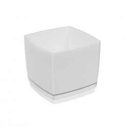 Pot Designo Cube 17 cm avec soucoupe (F1) Blanc