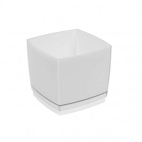 Pot Designo Cube 17 cm avec soucoupe (F1) Blanc