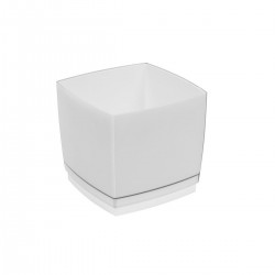 Pot Designo Cube 15 cm avec soucoupe (F1) Blanc