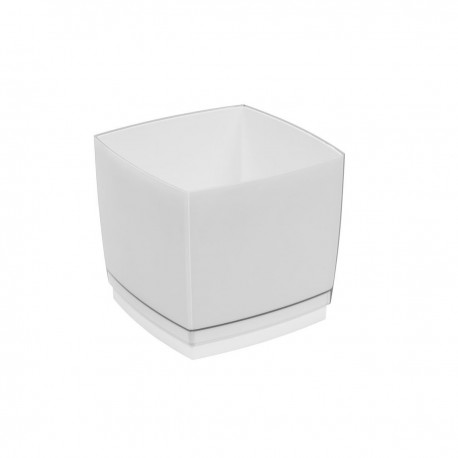 Pot Designo Cube 15 cm avec soucoupe (F1) Blanc