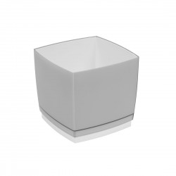 Pot Designo Cube 17 cm avec soucoupe (F4) Gris