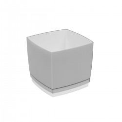 Pot Designo Cube 15 cm avec soucoupe (F4) Gris