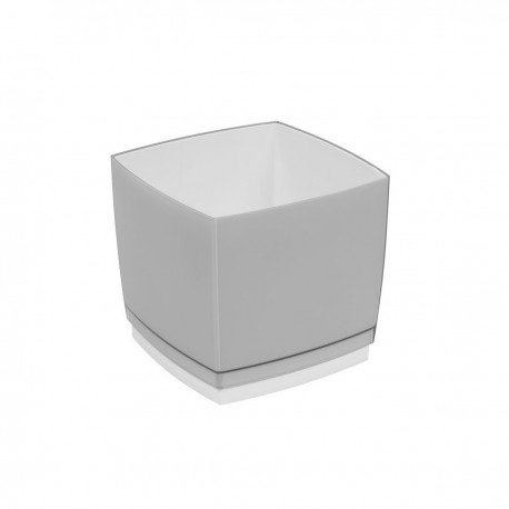 Pot Designo Cube 15 cm avec soucoupe (F4) Gris