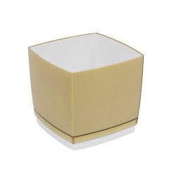 Pot Designo Cube 20 cm avec soucoupe (F5) Beige