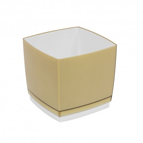 Pot Designo Cube 20 cm avec soucoupe (F5) Beige