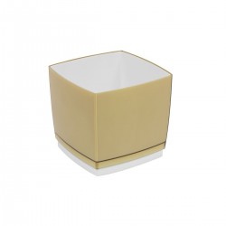 Pot Designo Cube 15 cm avec soucoupe (F5) Beige