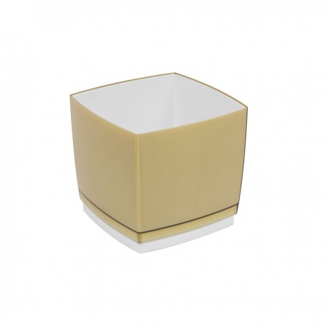 Pot Designo Cube 15 cm avec soucoupe (F5) Beige