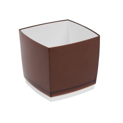 Pot Designo Cube 20 cm avec soucoupe (F6) Marron