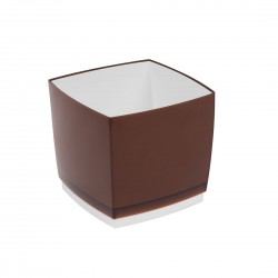 Pot Designo Cube 17 cm avec soucoupe (F6) Marron