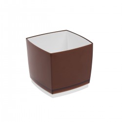 Pot Designo Cube 15 cm avec soucoupe (F6) Marron