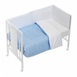 Couette réversible, tour de lit et oreiller 62x126 cm -3pieces bleu Etoile B0017-01