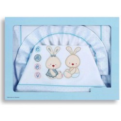 Parure pour lit de bébé 60x120 - 3pieces CONEJITO BABY Bleu 03040-11