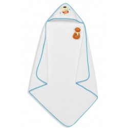 Cape du bain avec peluche 1x1 m Blanc /Turquoise Vache 01095-20