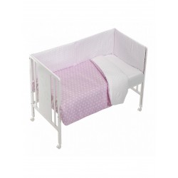 Couette réversible, tour de lit et oreiller 62x126 cm -3pieces rose Etoile B0017-12