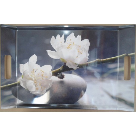 Plateau vitrifié white flowers